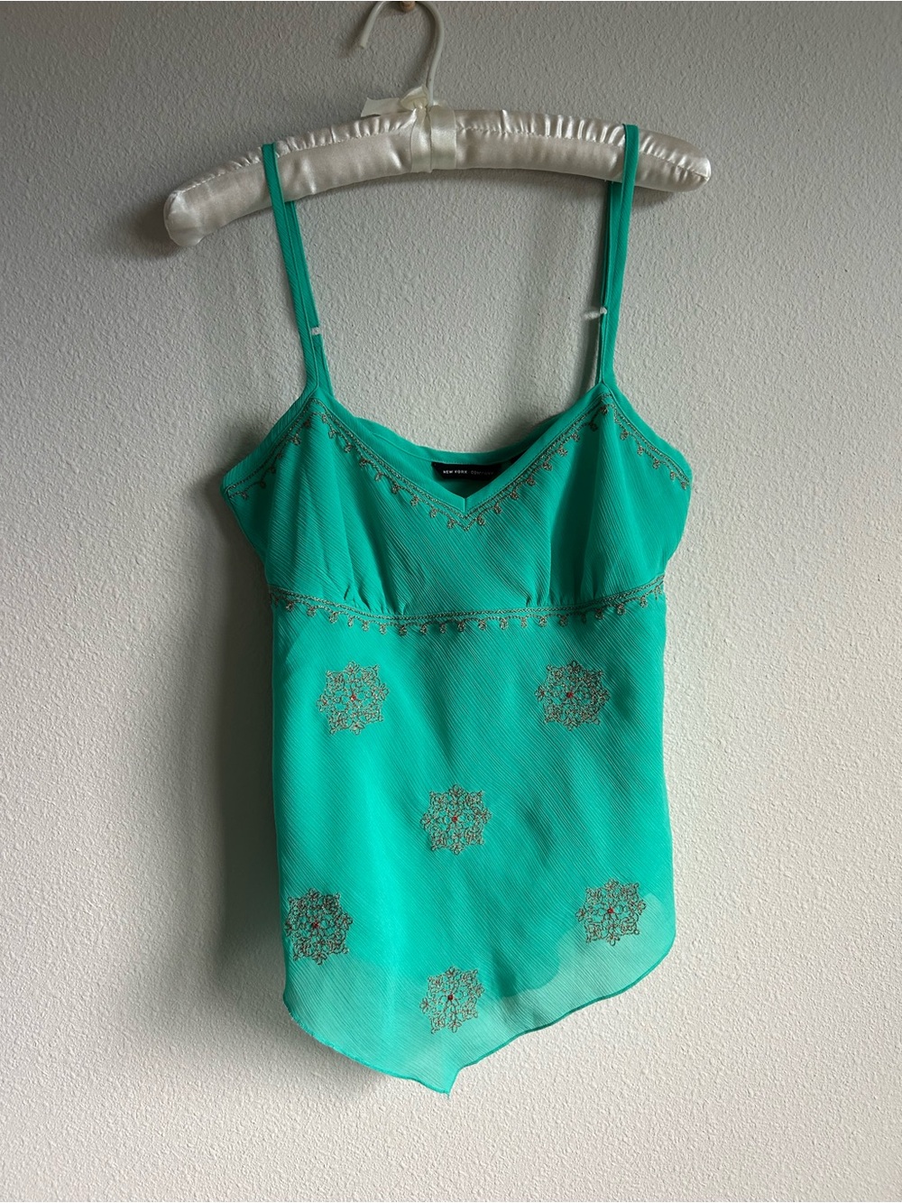 Y2K Fairy New York & Company Teal Beaded Spaghetti Strap Camisole